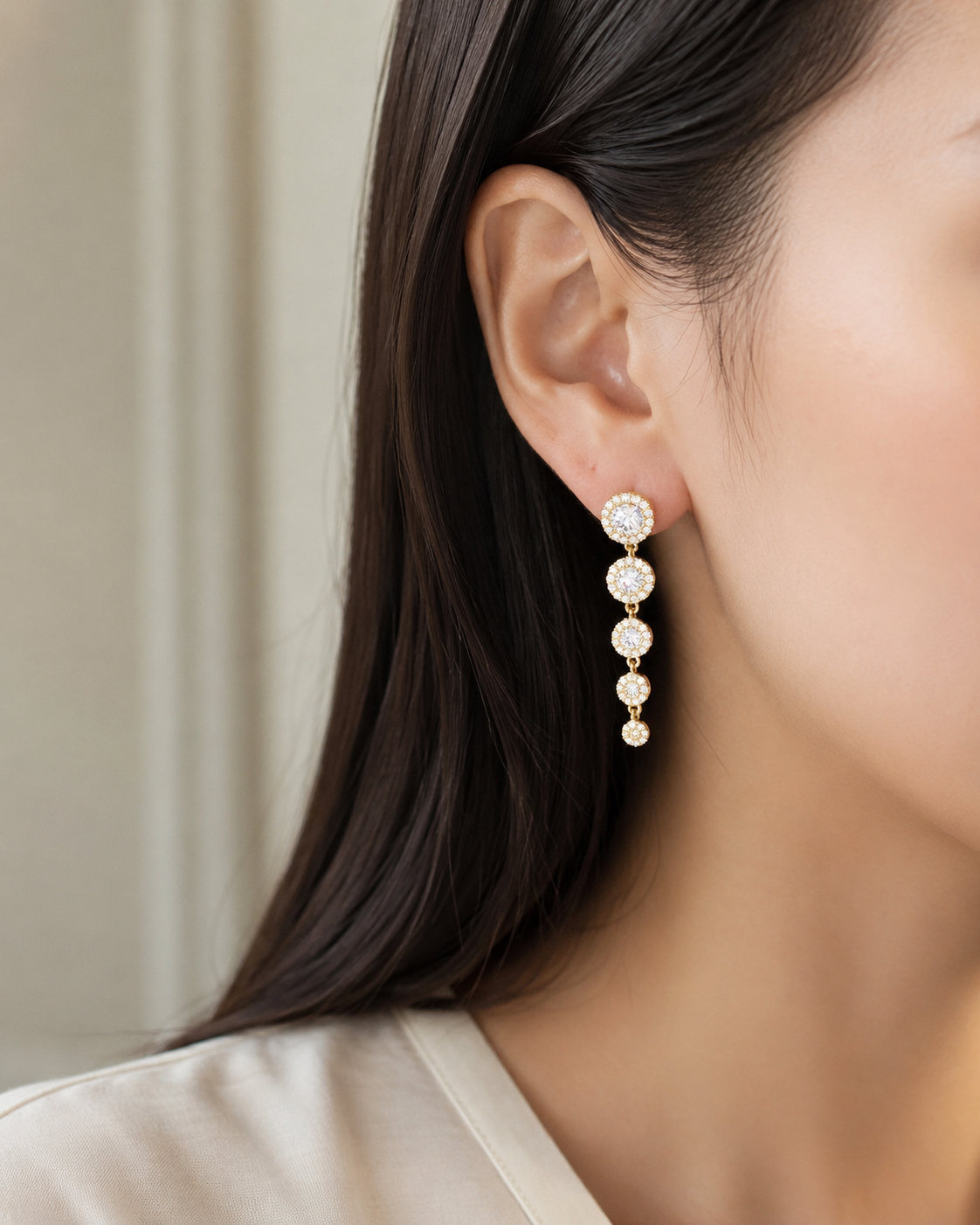 Silma Bezel Pavé Drop Earrings