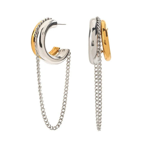 Sahira Blaine Two Tone Chain Hoop Earrings