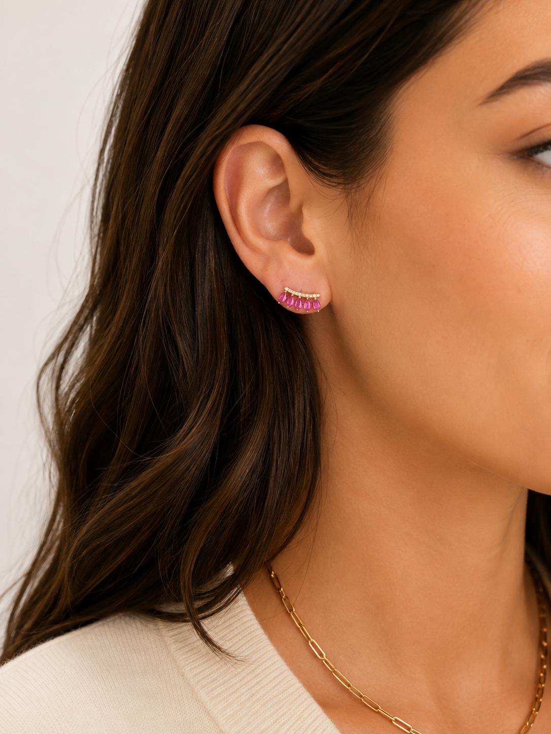 Gold Sway Gem Earrings