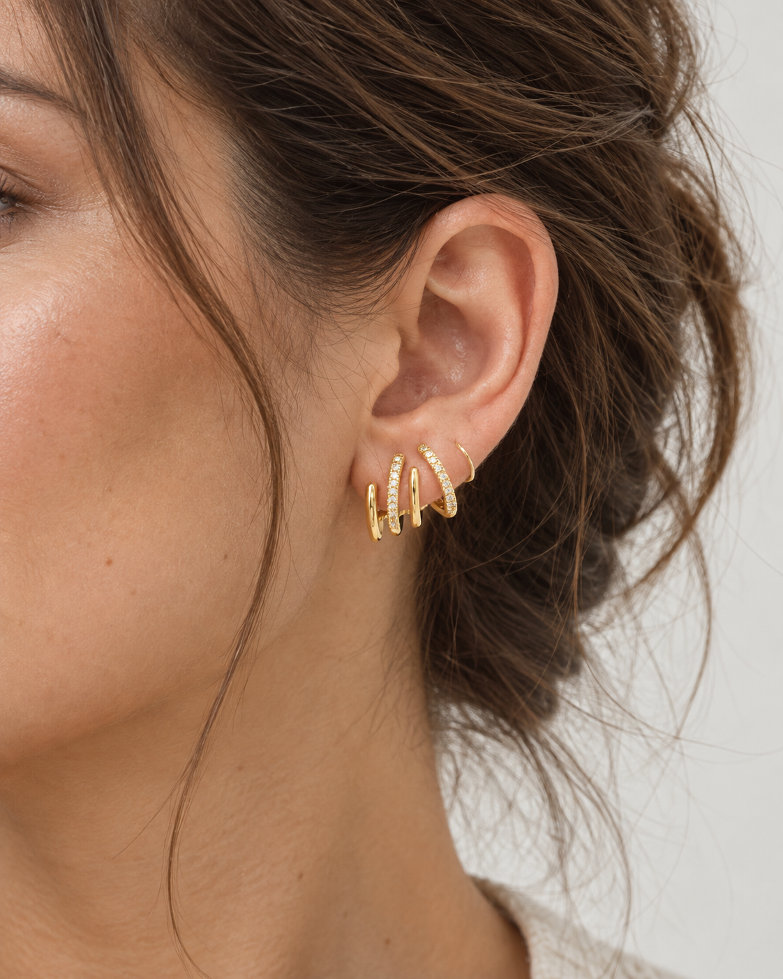 Trio Luxe Huggie Stack Earrings