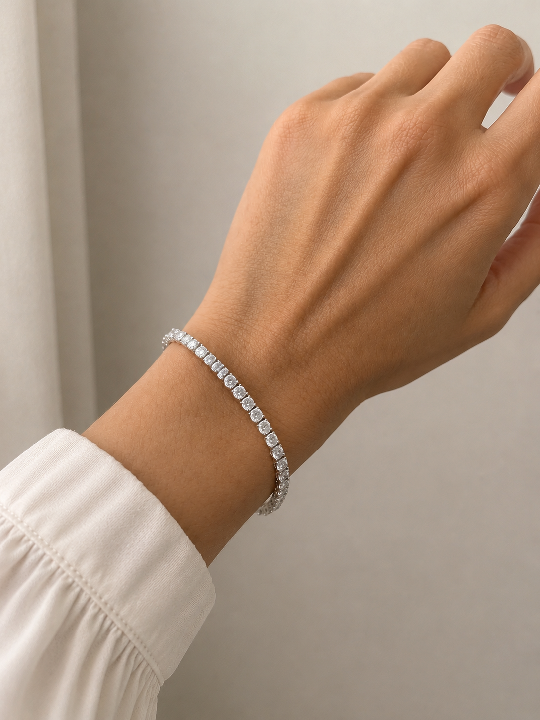 Gold Lab-Grown 7cts Diamond White Tennis Bracelet