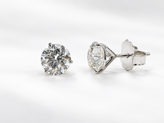 Gold Lab-Grown 4.09cts Round Diamond Stud Earrings