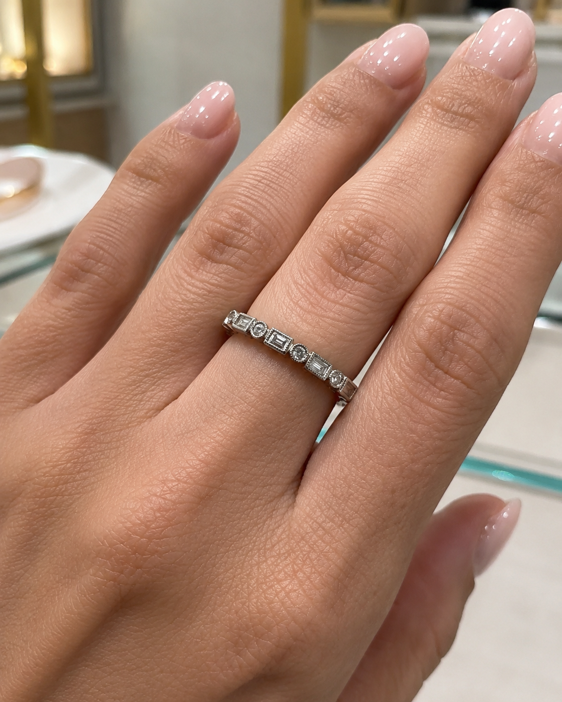 Gold Mixed Geo Diamond Stacking Ring