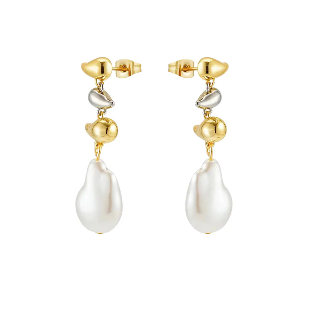 Sahira River Two Tone Pearl Earrings