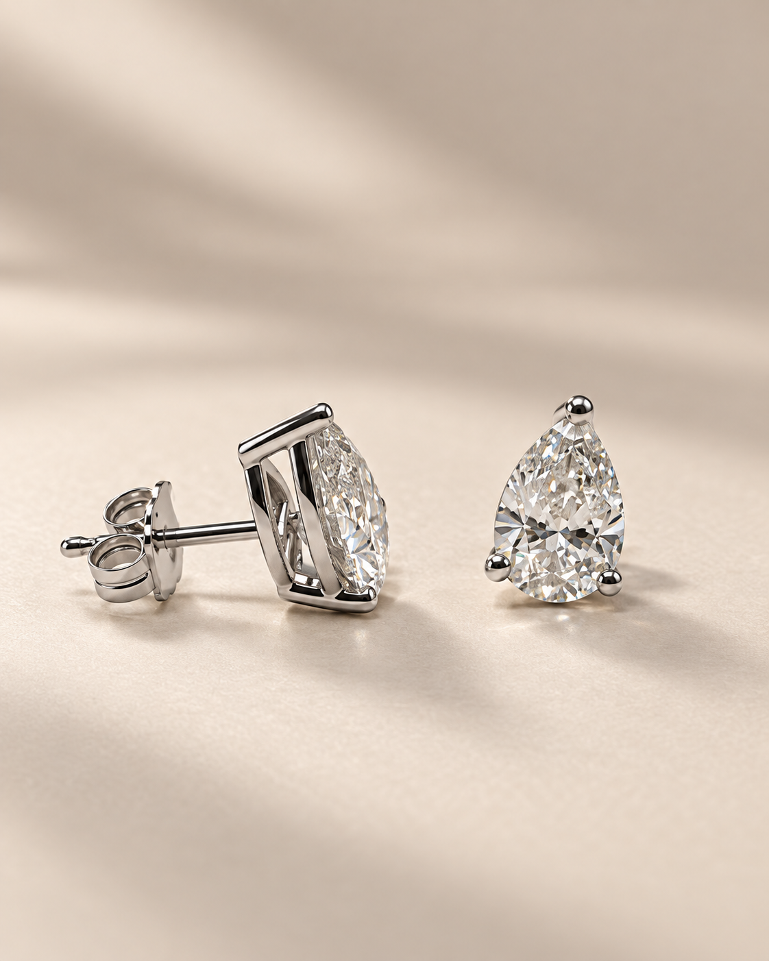 Gold Lab-Grown 2.01CTS Pear Shaped Diamond Stud Earrings