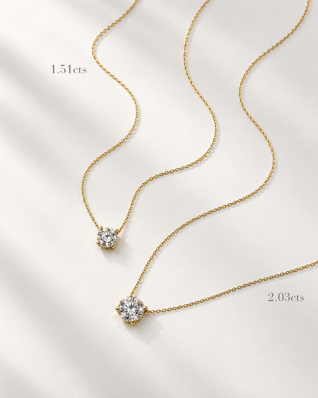 Gold Lab-Grown 1.51cts Basket Solitaire Diamond Necklace