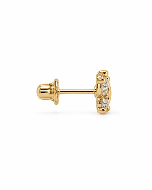 Gold CZ Butterfly Baby Stud Earrings