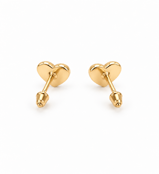 Gold Heart Baby Stud Earrings