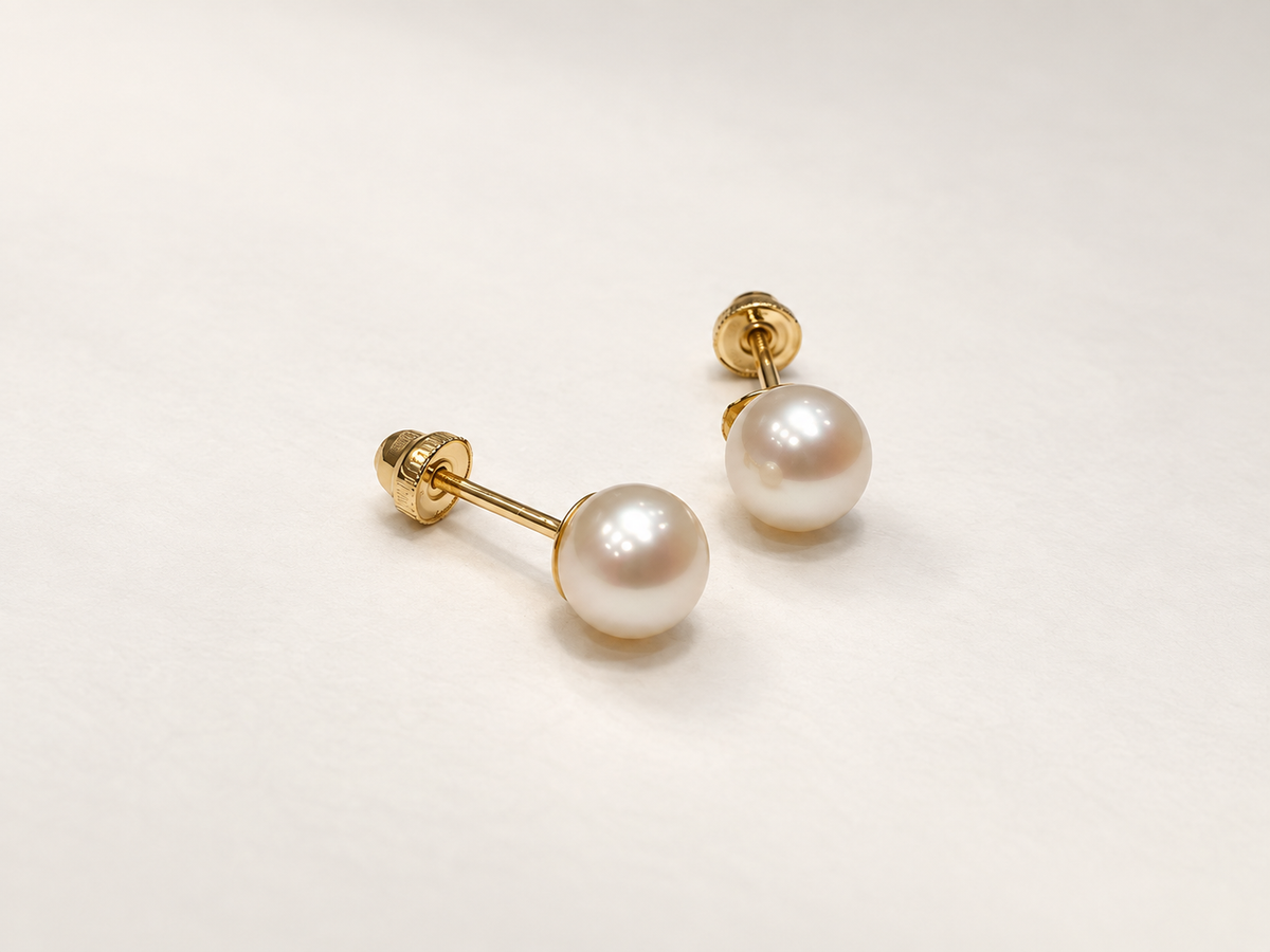 Gold Pearl Baby Earrings