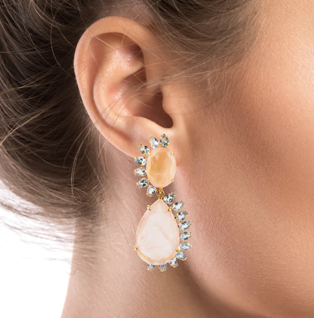 Bounkit Rose Quartz & Blue Topaz Earrings