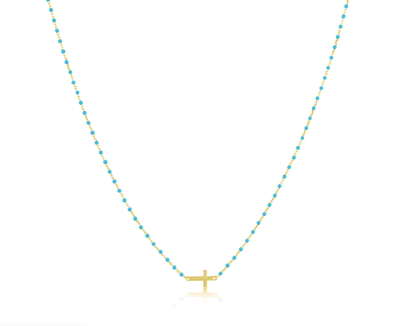 Sahira Elsa Side Cross Turquoise Necklace