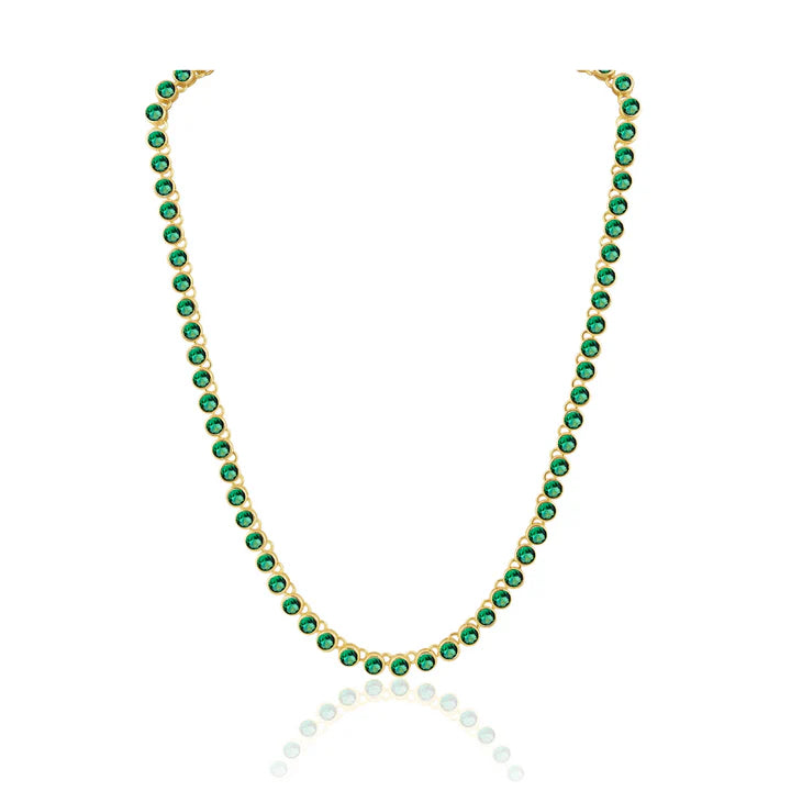 Sahira Bezel Emerald Tennis Necklace