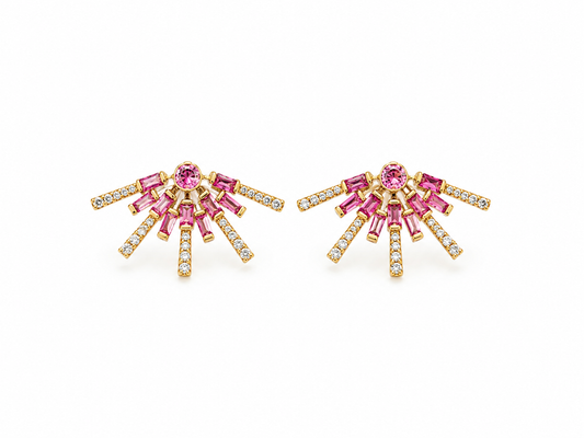 Gold Tourmaline Starburst Earrings