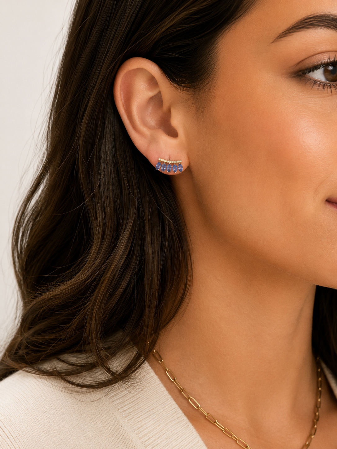 Gold Sway Gem Earrings