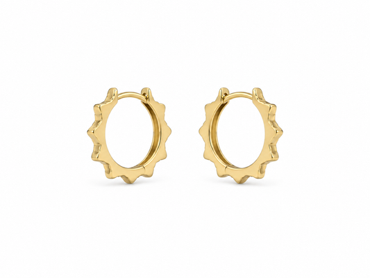 Gold Sunburst Hoop Earrings