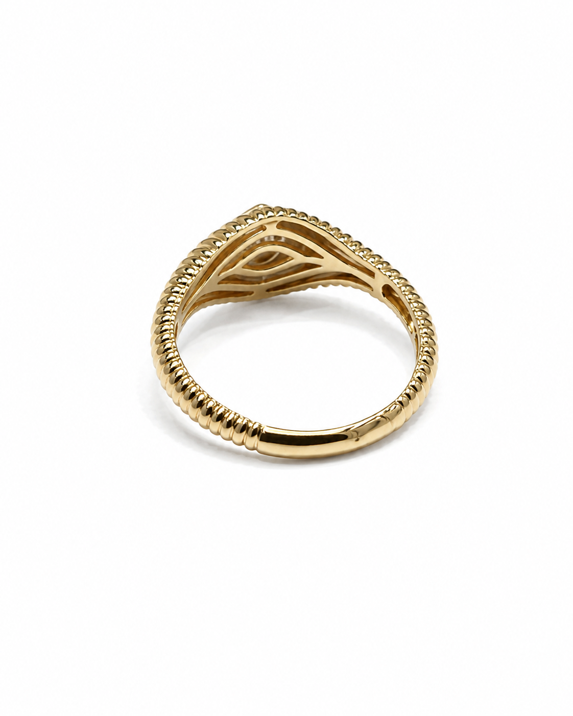 Gold Ribbed Pear Signet Ring