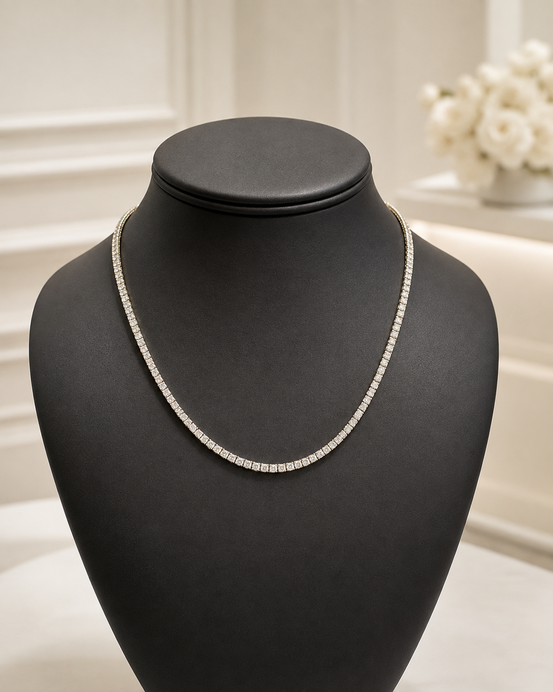 Gold Lab-Grown 7cts Diamond Tennis Necklace