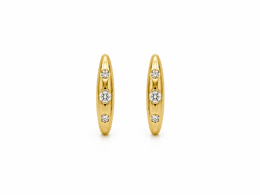 Gold Orbit Diamond Huggie Earrings