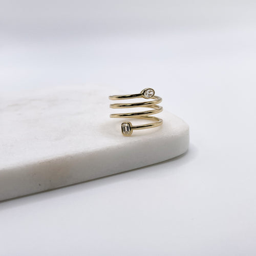 Gold Diamond Coil Ring