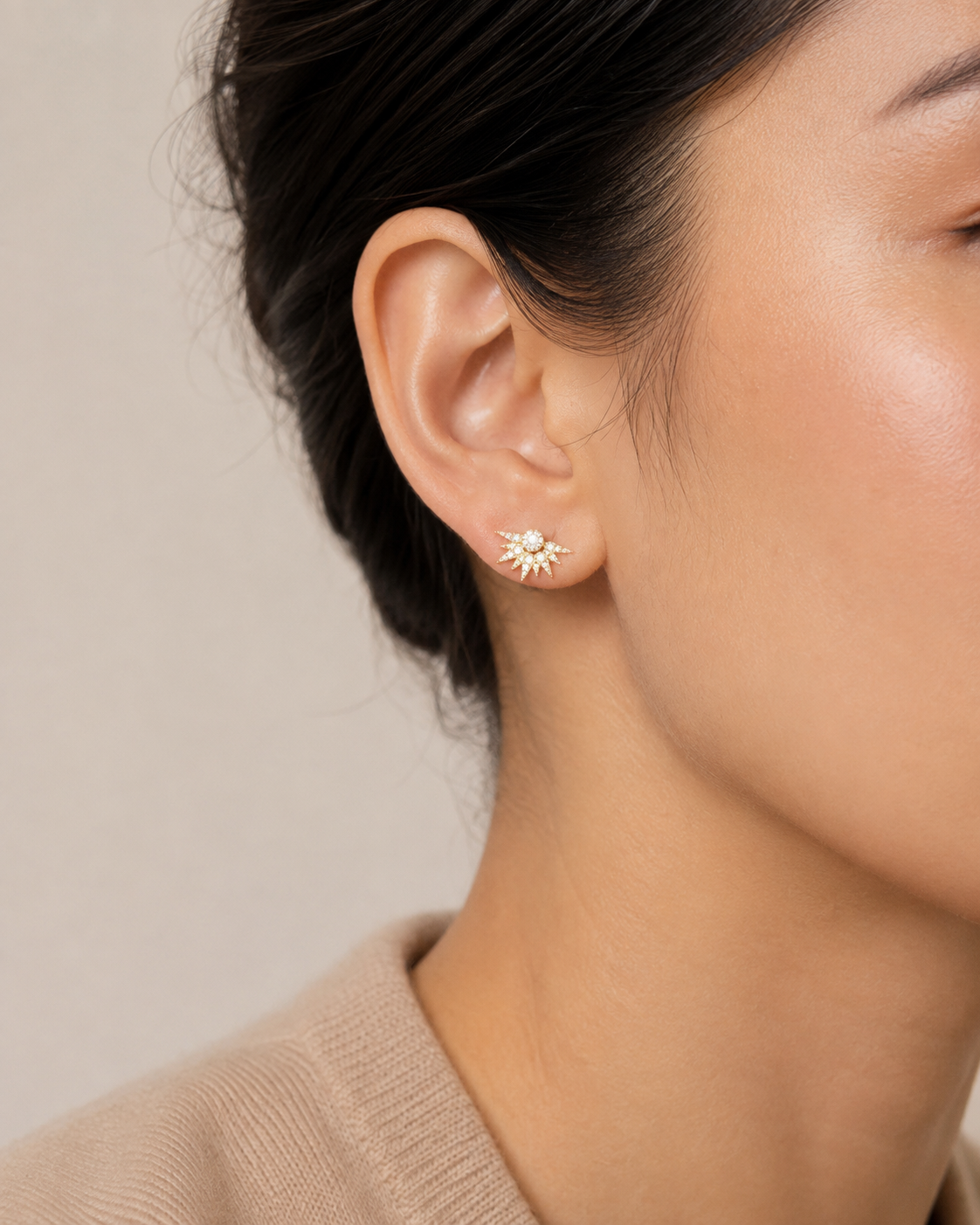 Gold Starburst Diamond Earrings