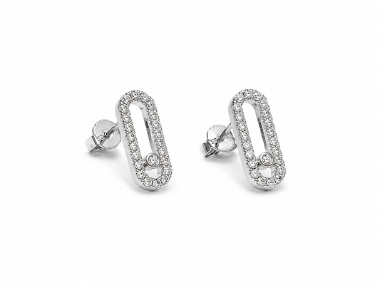 Gold Diamond Paperclip Earrings