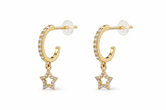 Gold Hoop and Charm Earrings