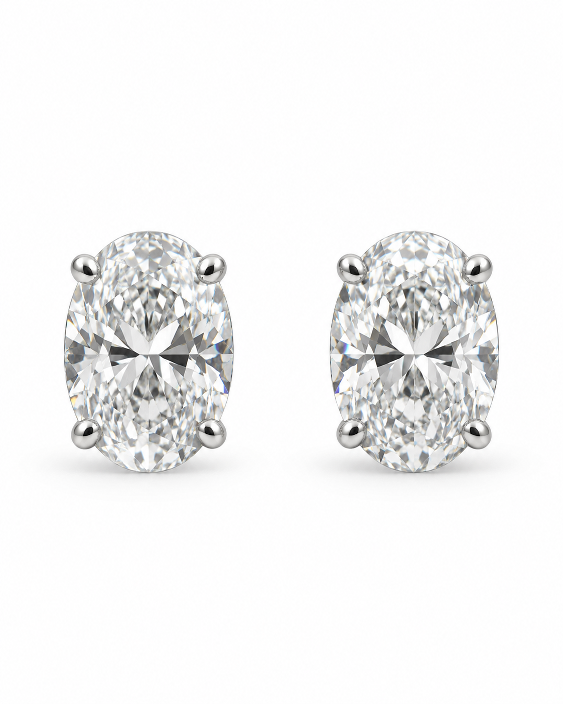 Gold Lab-Grown 2.09CTS Oval Diamond Stud Earrings