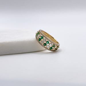 Gold Diamond & Emerald Band Ring