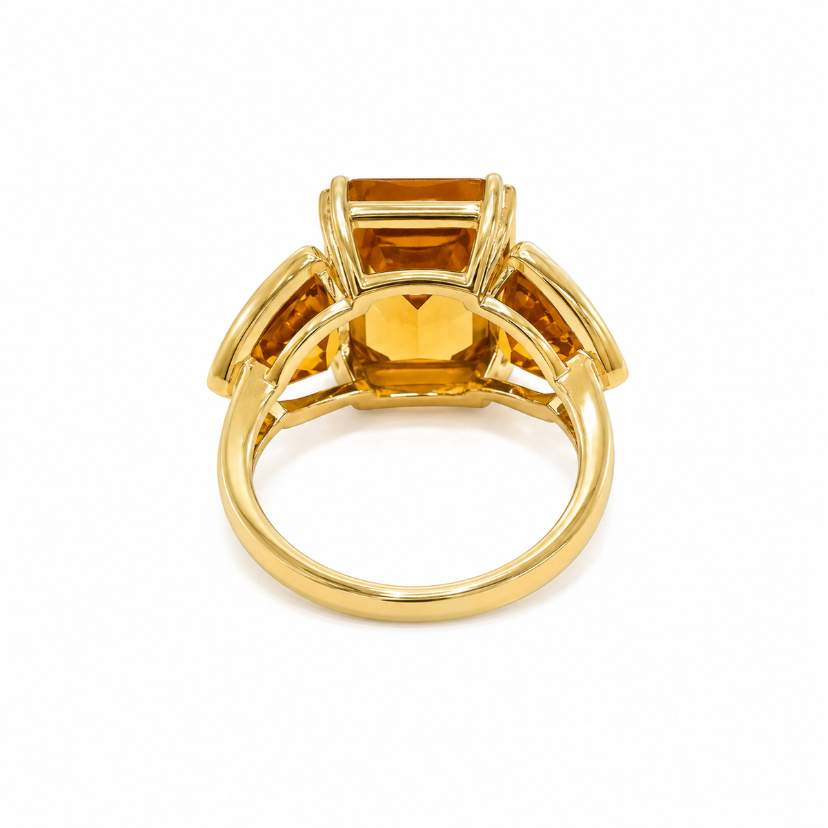 Gold Emerald Cut Citrine Cocktail Ring