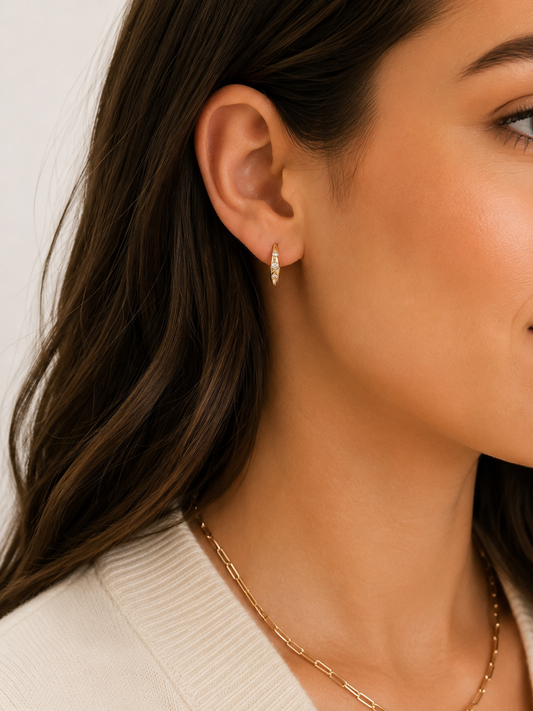 Gold Orbit Diamond Huggie Earrings