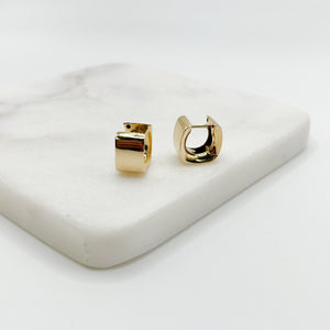 Gold Square Huggie Earrings