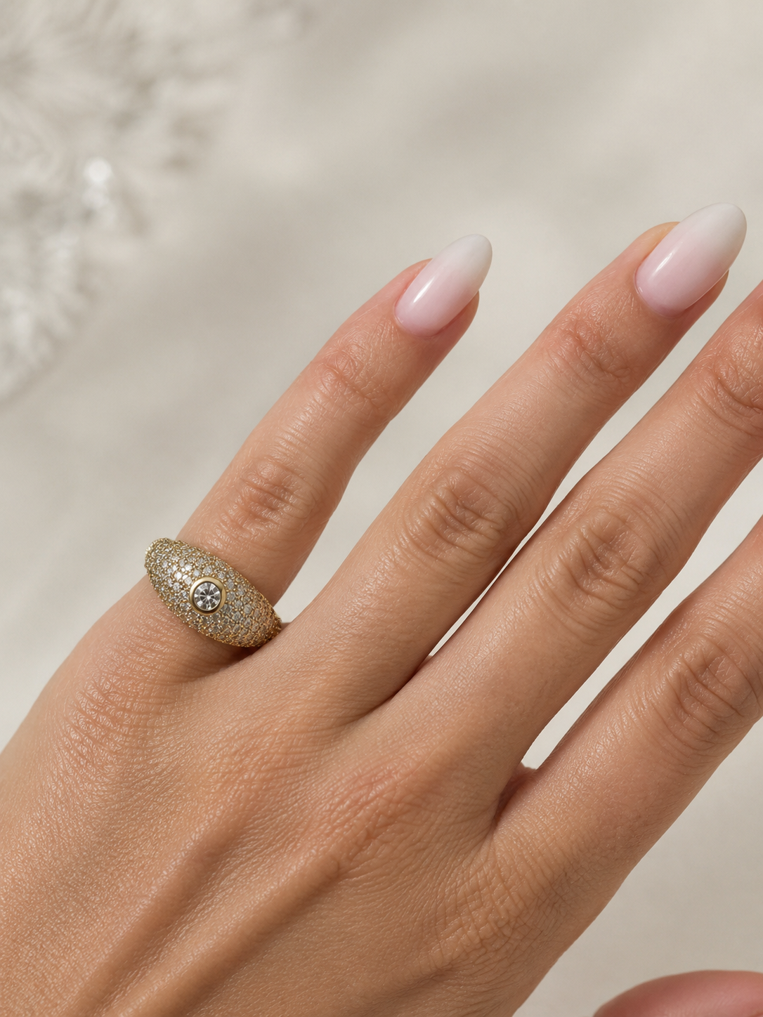 Gold Signet Pavé Pinky Ring