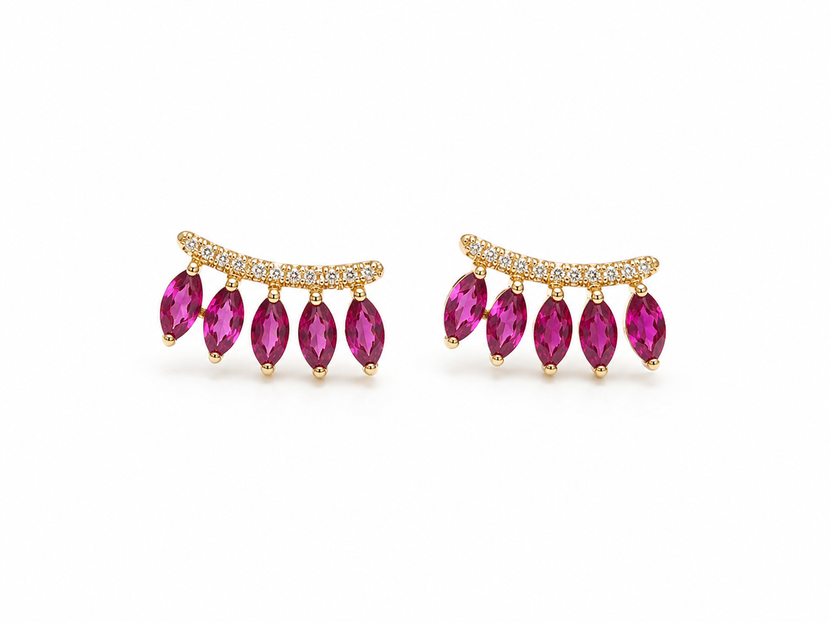 Gold Sway Gem Earrings