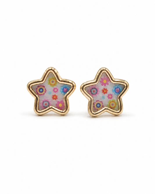 Gold Bloom Star Baby Stud Earrings