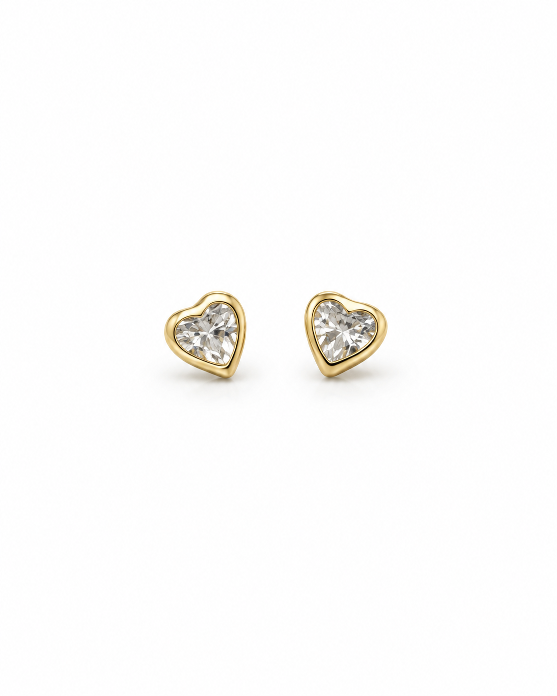 Gold Cz Heart Baby Earrings
