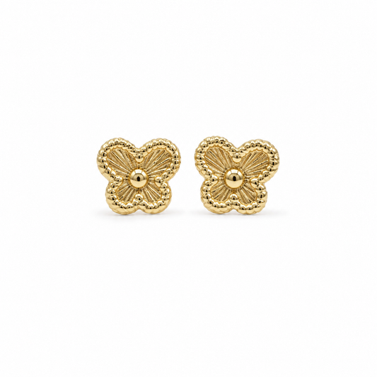 Gold Textured Baby Butterflies Stud Earring