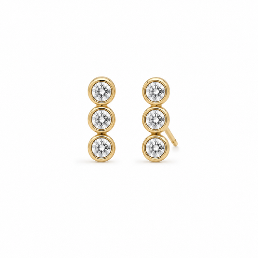 Gold Bezel Bar Stud Earrings