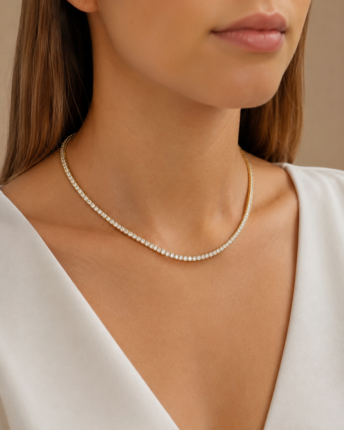 Gold Lab-Grown 6.50cts Diamond Tennis Necklace