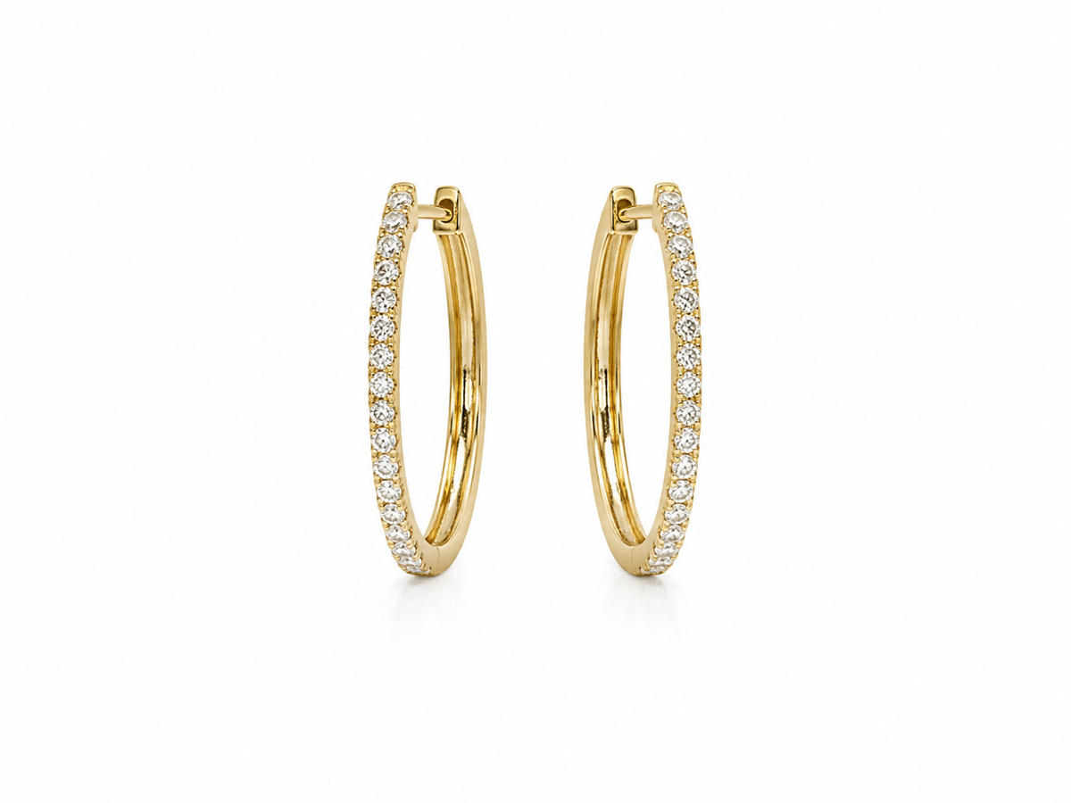 Gold Diamond Hoop Earrings