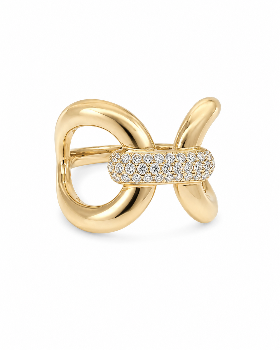 Gold Sculptural Diamond Link Ring