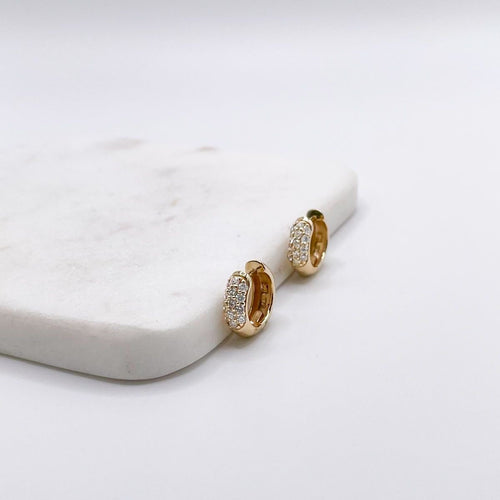 Gold Diamond Huggie Earrings