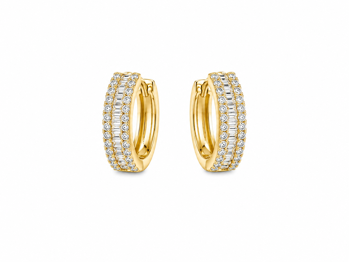 Gold Amelia Diamond Hoop Earrings