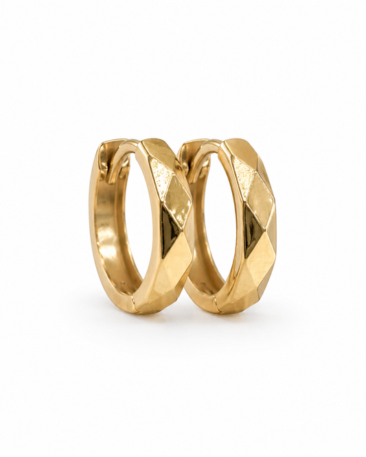 Gold Geo Facet Hoop Earrings