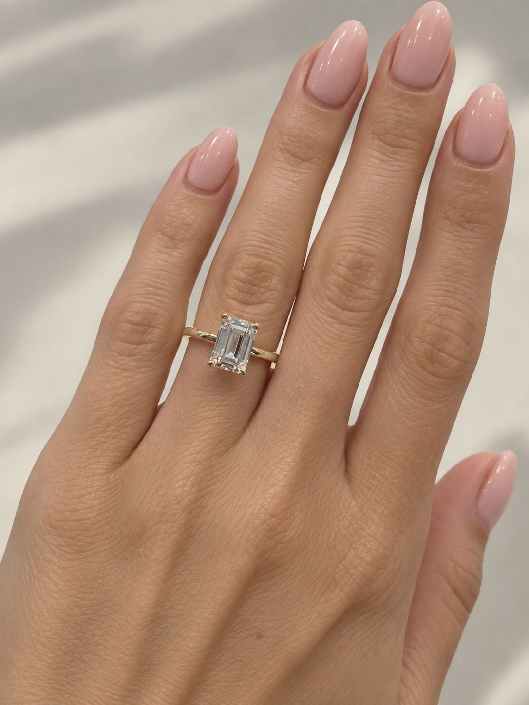 Gold 3ct Lab-Grown Emerald-Cut Engagement Ring