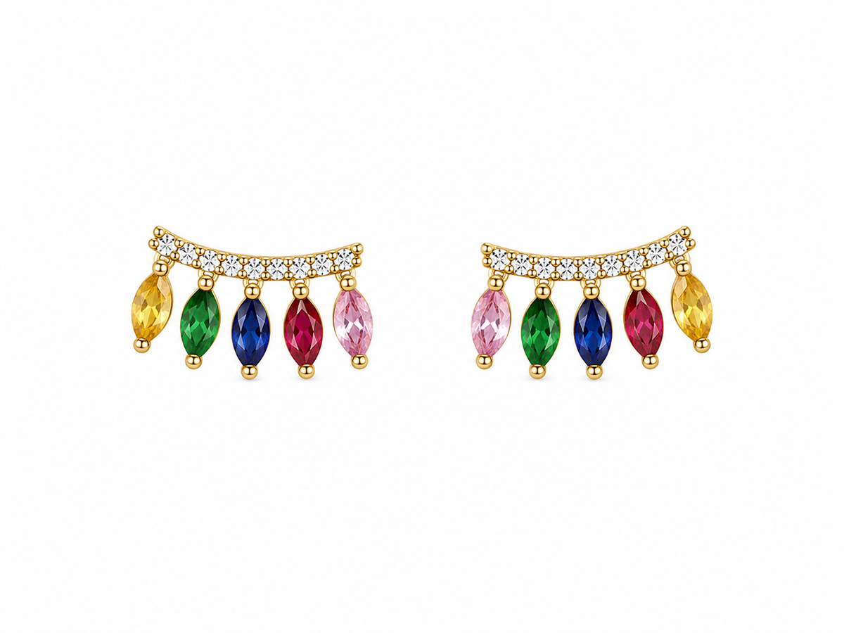 Gold Sway Gem Earrings