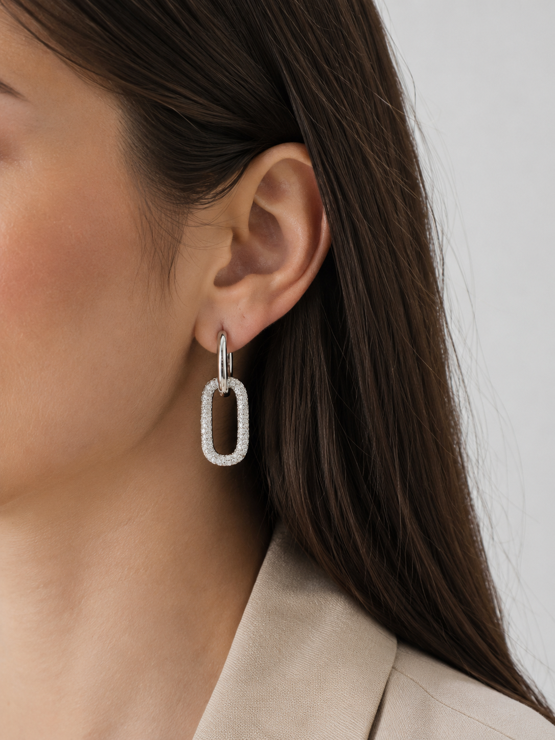 Silma U link Pave Earrings