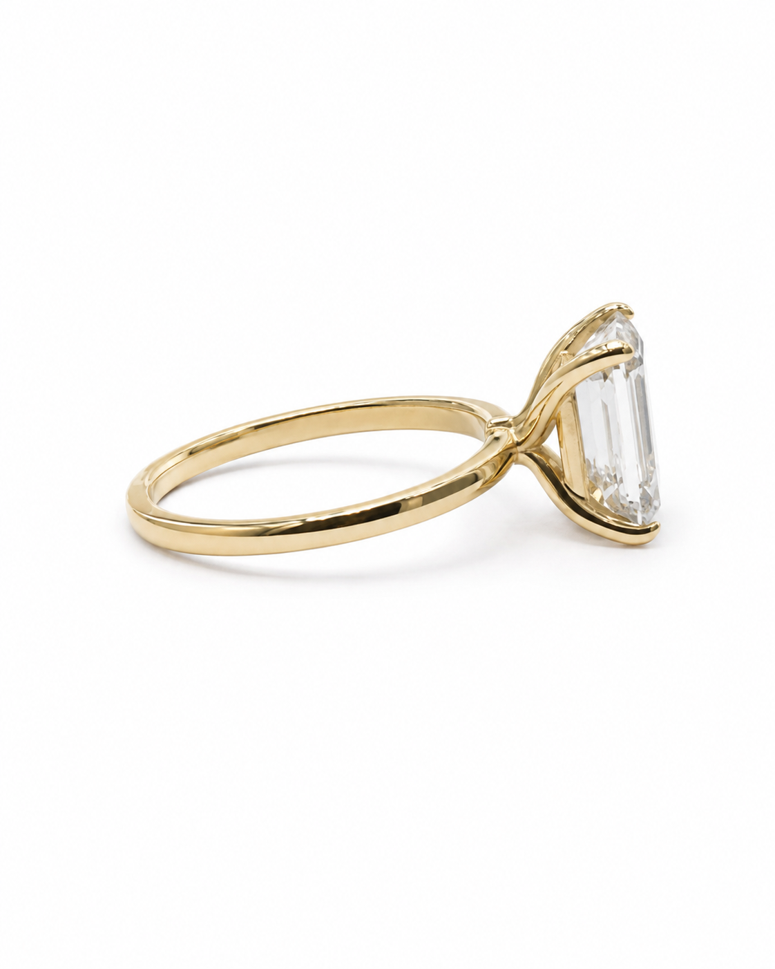 Gold 3ct Lab-Grown Emerald-Cut Engagement Ring