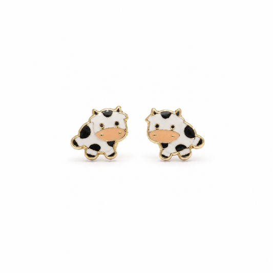 Gold Little Cow Baby Stud Earrings