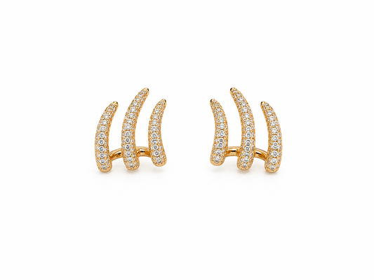Gold Trinity Curve Earrings