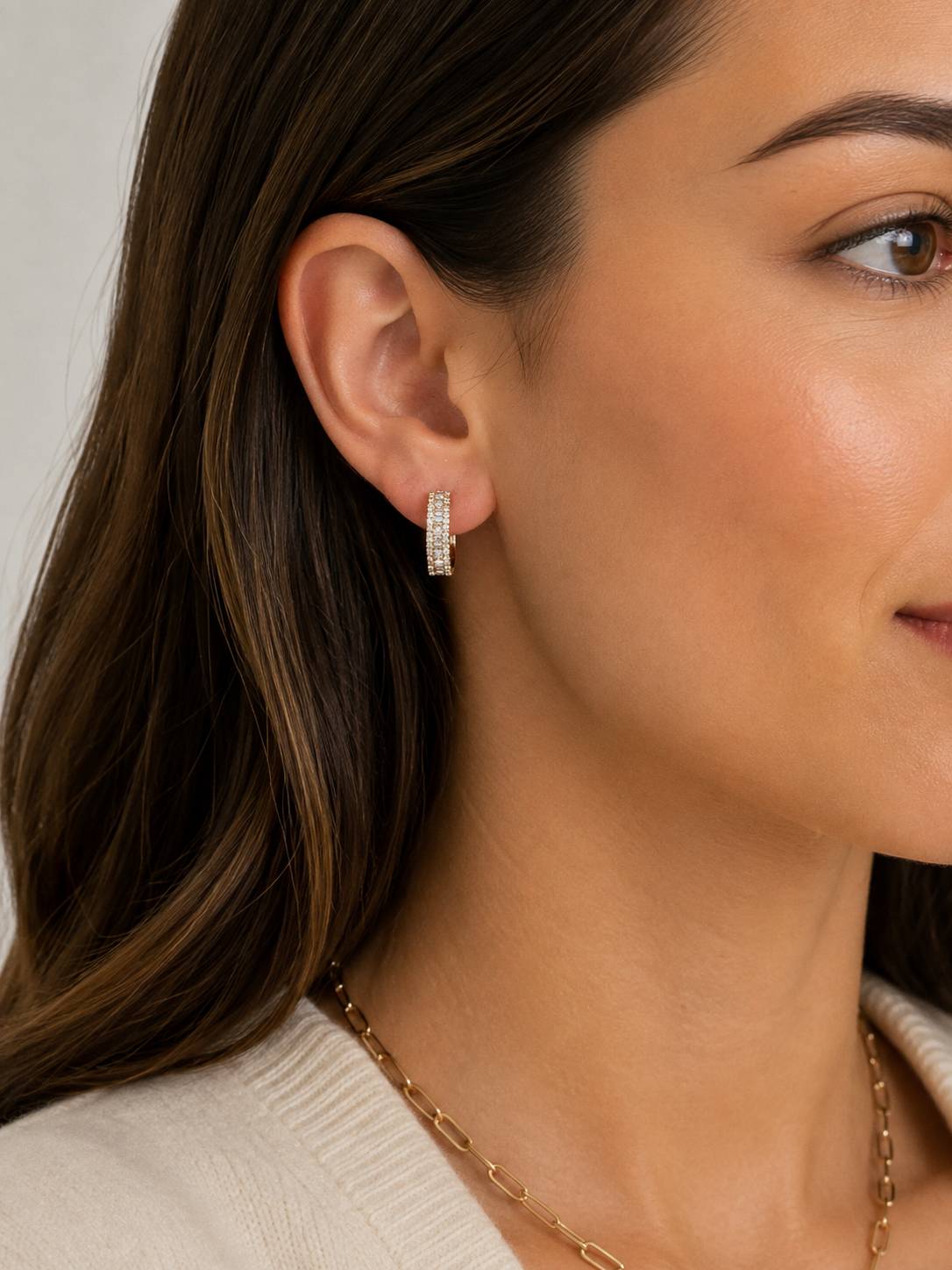 Gold Amelia Diamond Hoop Earrings